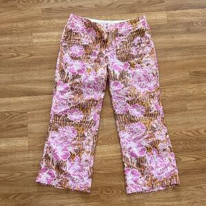Free people Cotton wide leg cropped Capri pants printed